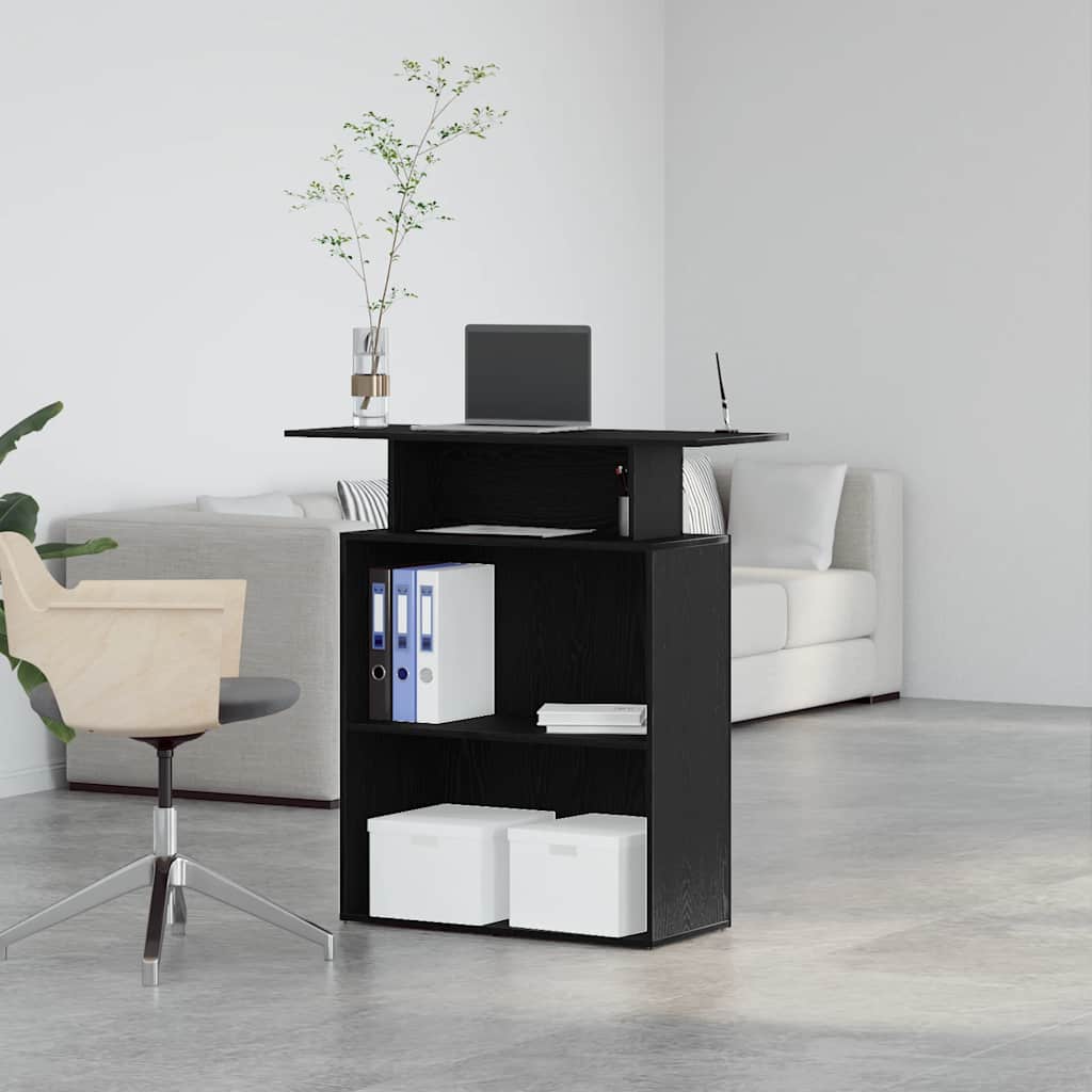 Balcão de recepção preto 100x40x104 cm madeira projetada