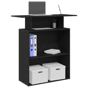 Balcão de recepção preto 100x40x104 cm madeira projetada