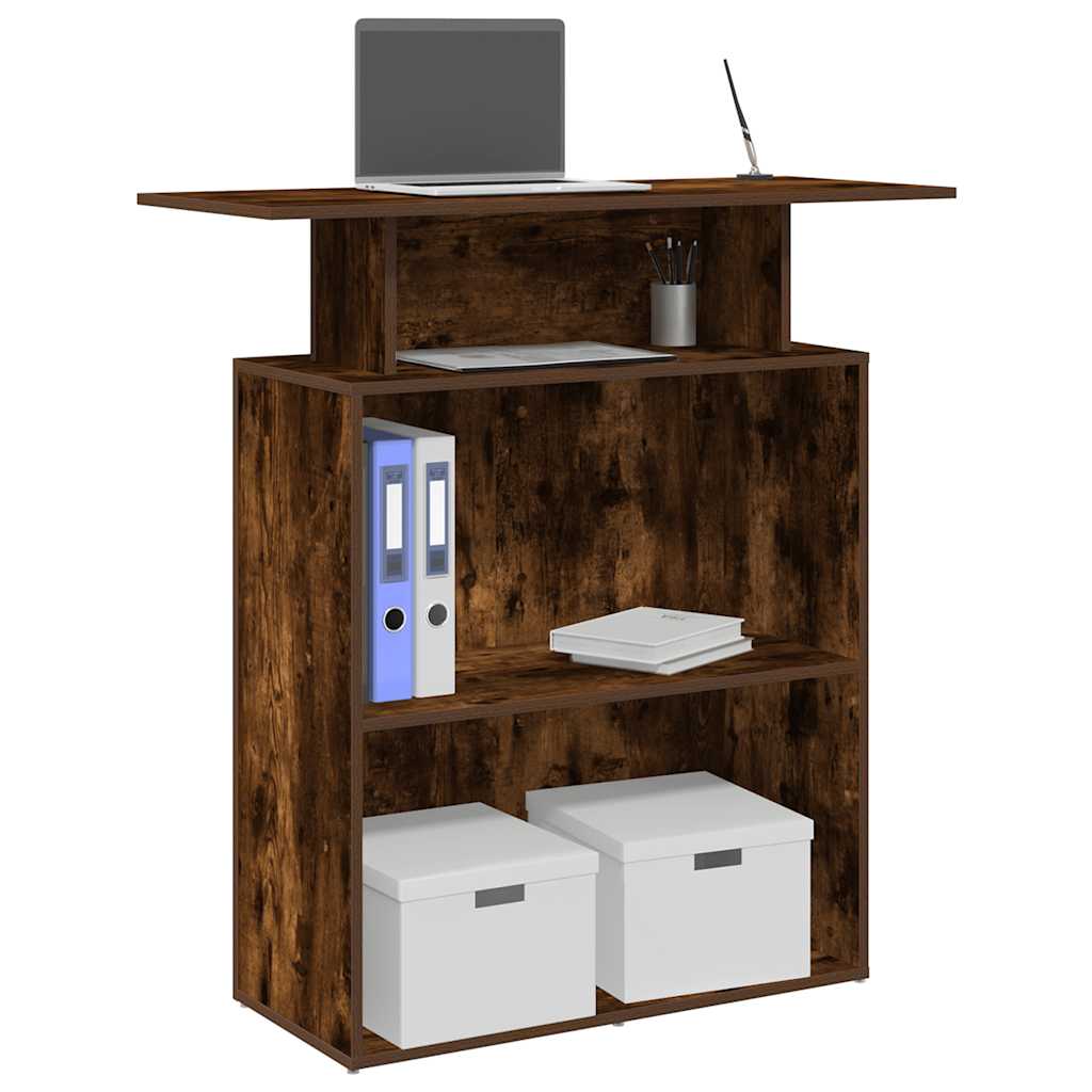 Balcão recepção 100x40x104 cm deriv. madeira carvalho fumado