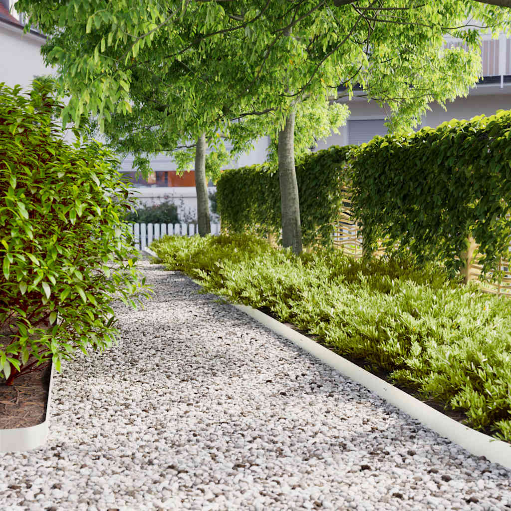 Orlas de relva 10 pcs branco 10x103 cm aço laminado a frio