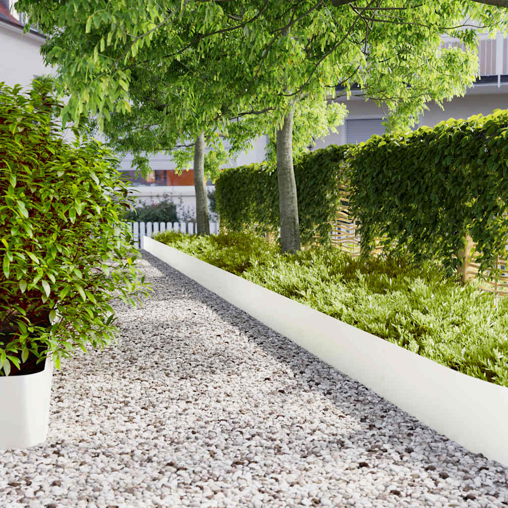 Orlas de relva 10 pcs branco 25x103 cm aço laminado a frio