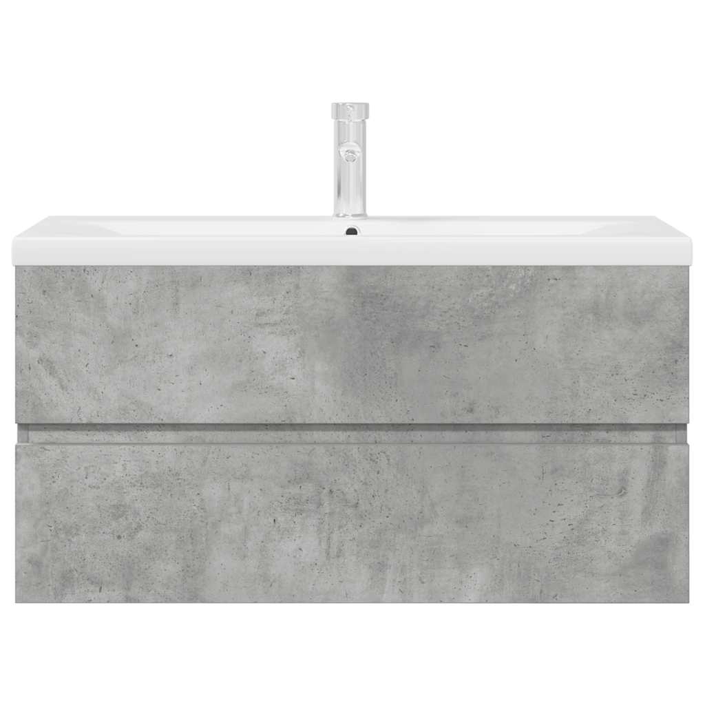 2 pcs conj. móveis casa banho derivados madeira cinza cimento