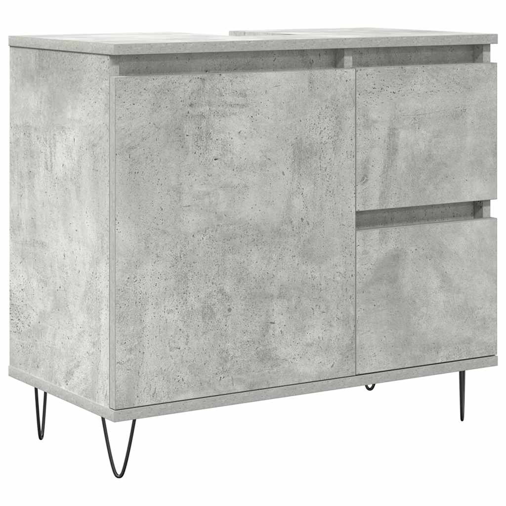 3 pcs conj. móveis casa banho derivados madeira cinza cimento