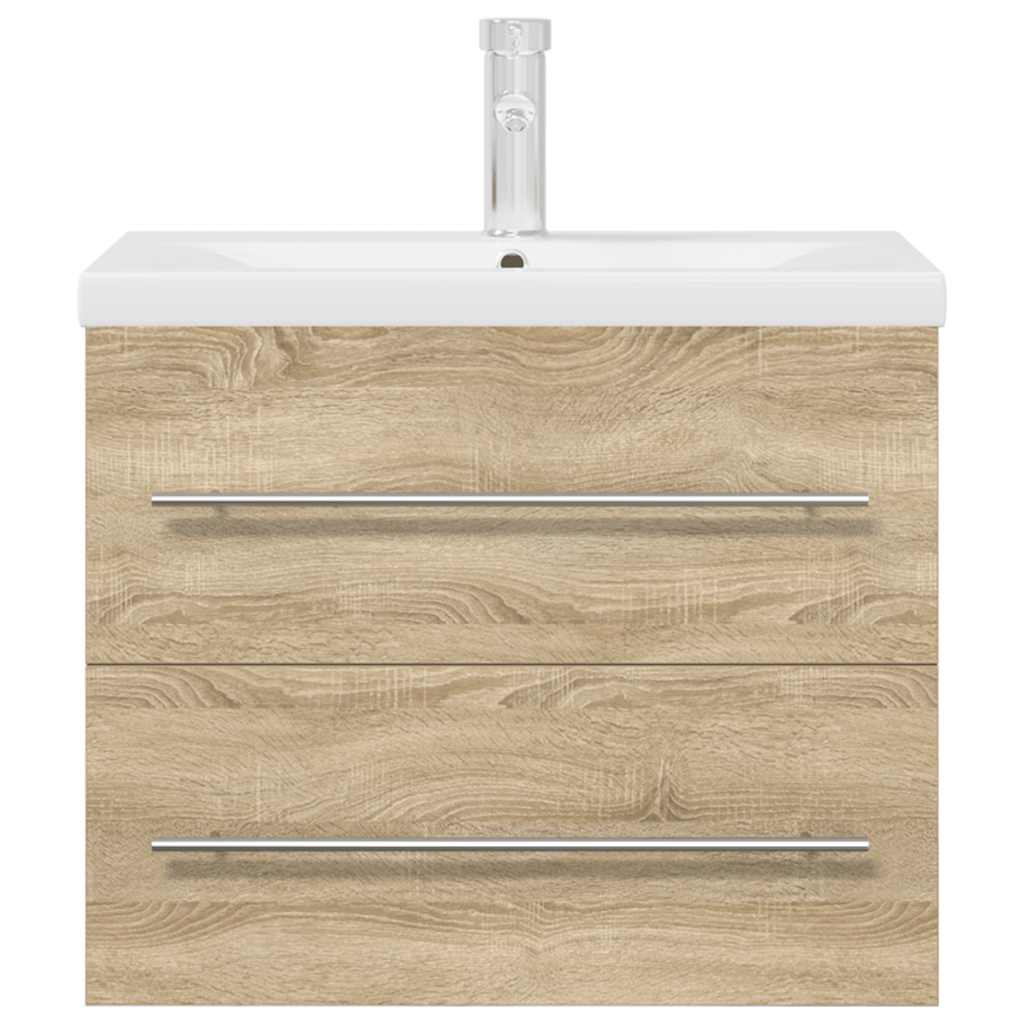 2 pcs conj. móveis casa banho derivados madeira carvalho sonoma