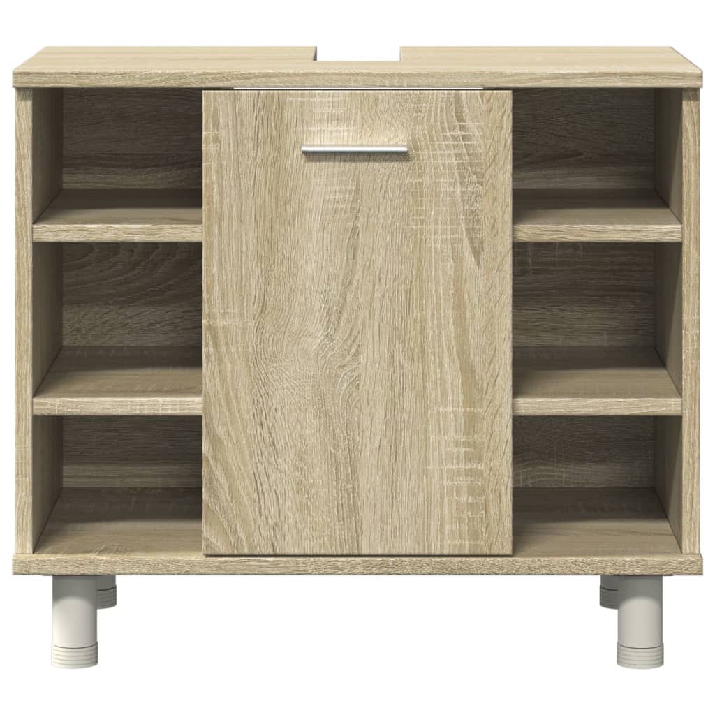 4 pcs conj. móveis casa banho derivados madeira carvalho sonoma