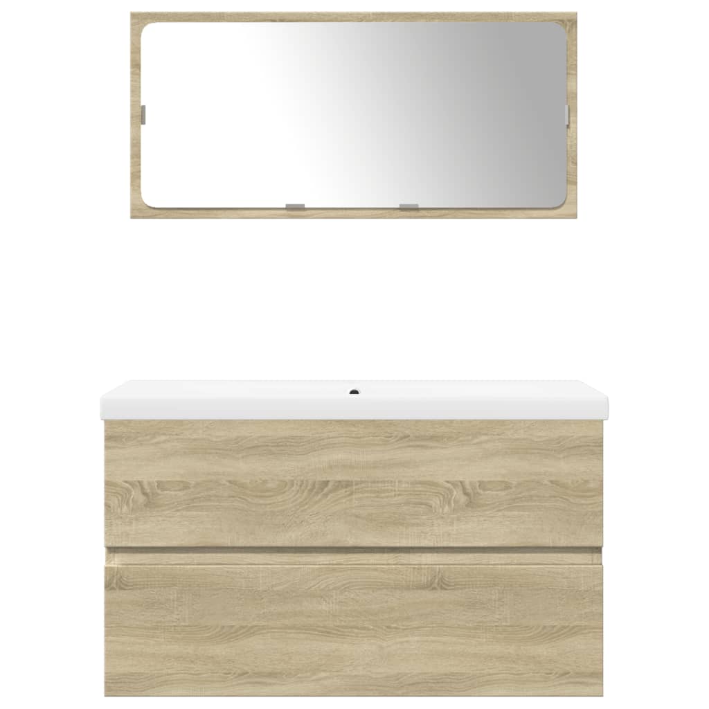 3 pcs conj. móveis casa banho derivados madeira carvalho sonoma