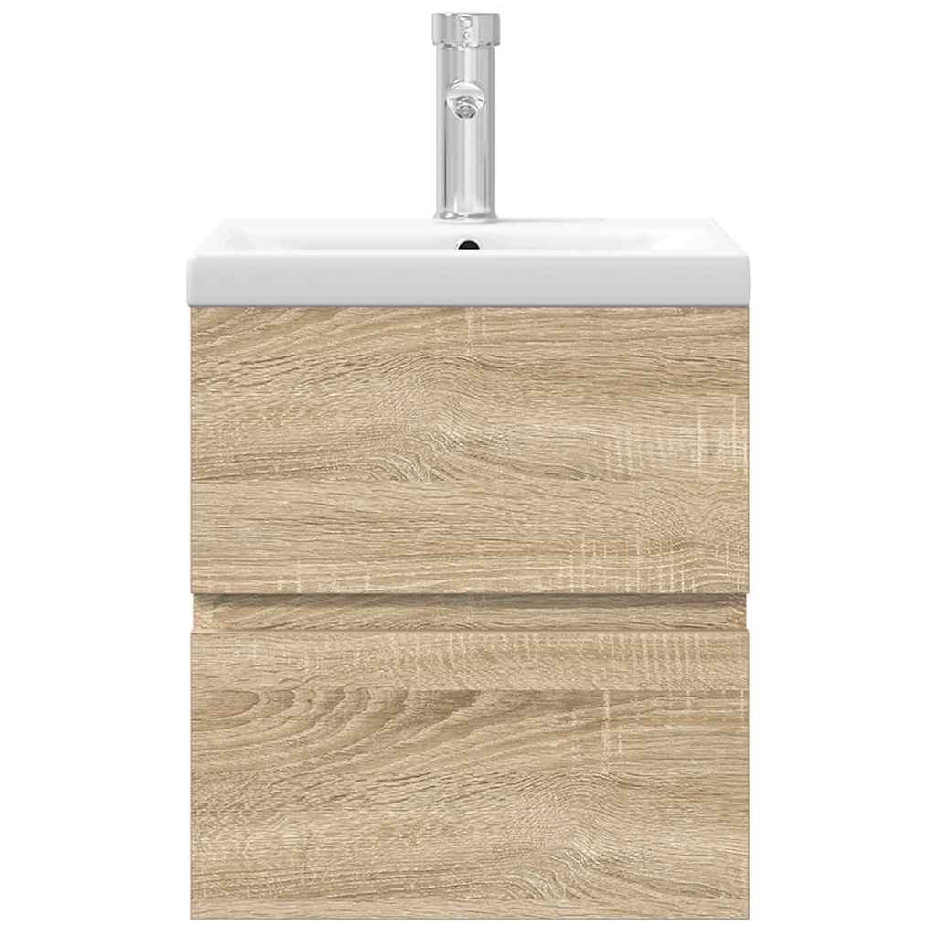 2 pcs conj. móveis casa banho derivados madeira carvalho sonoma