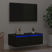 Móvel de TV com luzes LED 75x35,5x25 cm carvalho preto