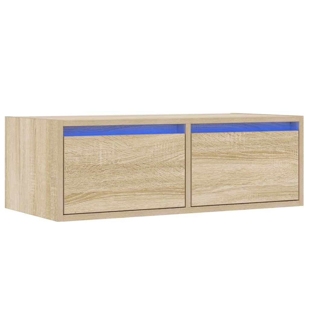 Móvel de TV com luzes LED 75x35,5x25 cm carvalho sonoma