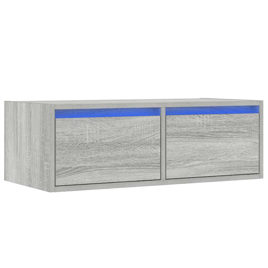 Móvel de TV com luzes LED 75x35,5x25 cm cinzento sonoma