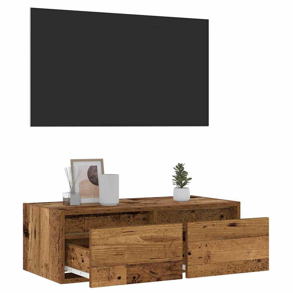 Móvel de TV com luzes LED 75x35,5x25 cm madeira velha