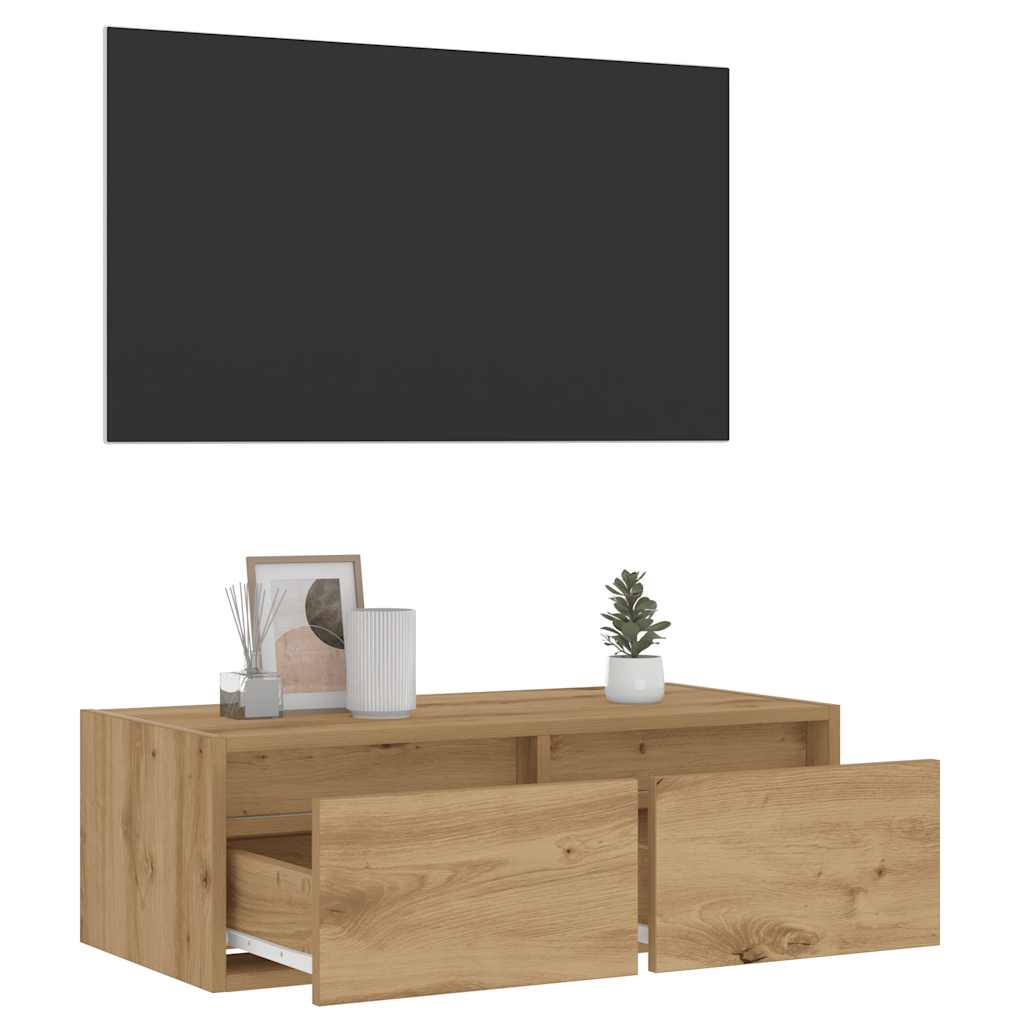 Móvel de TV com luzes LED 75x35,5x25 cm carvalho artisiano