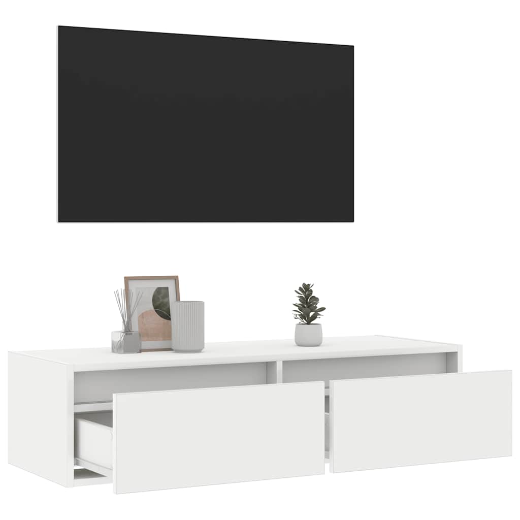 Móvel de TV com luzes LED 100X35,5x25 cm branco