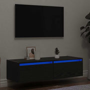 Móvel TV com luzes LED carvalho preto 100X35,5x25 cm