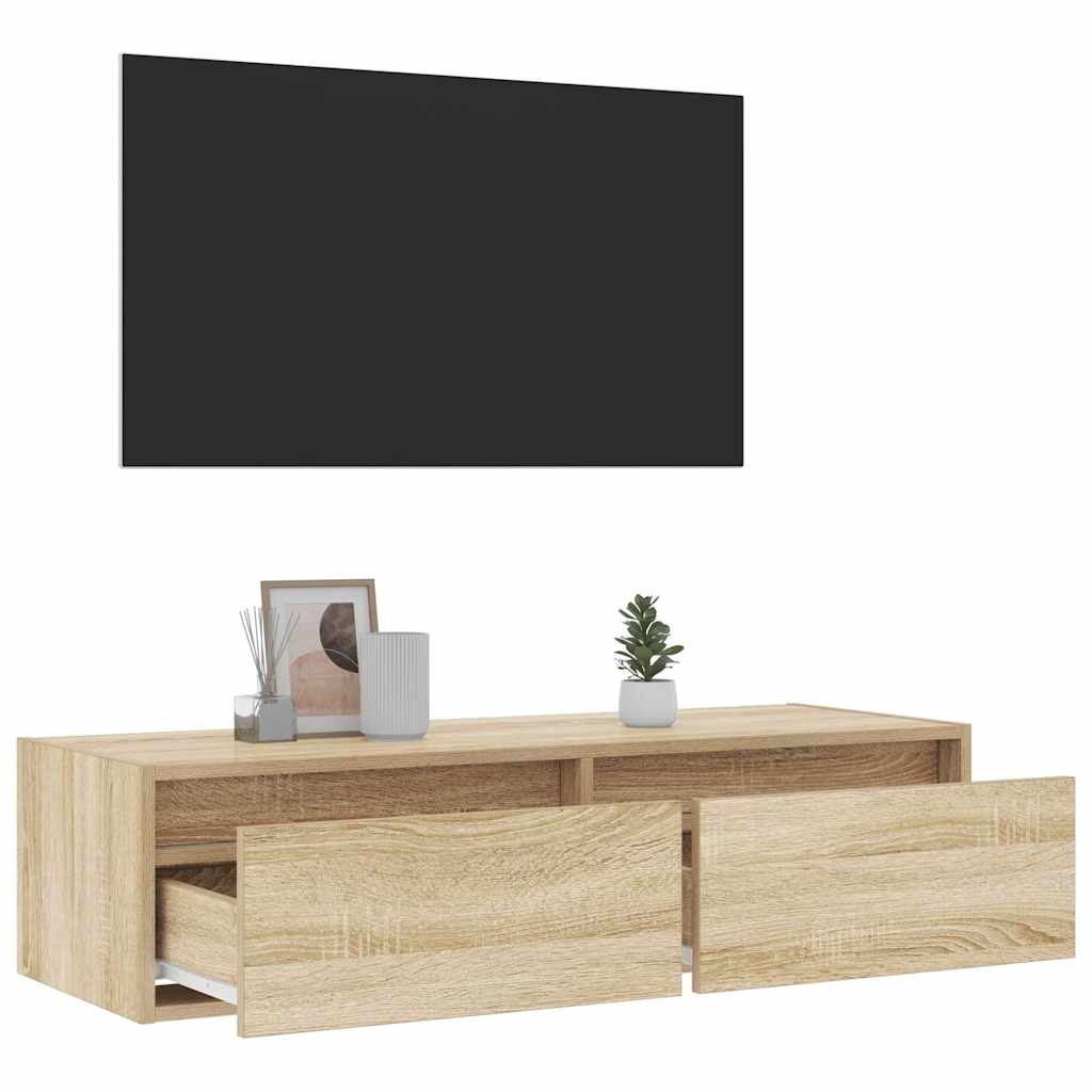 Móvel de TV com luzes LED 100X35,5x25 cm carvalho sonoma