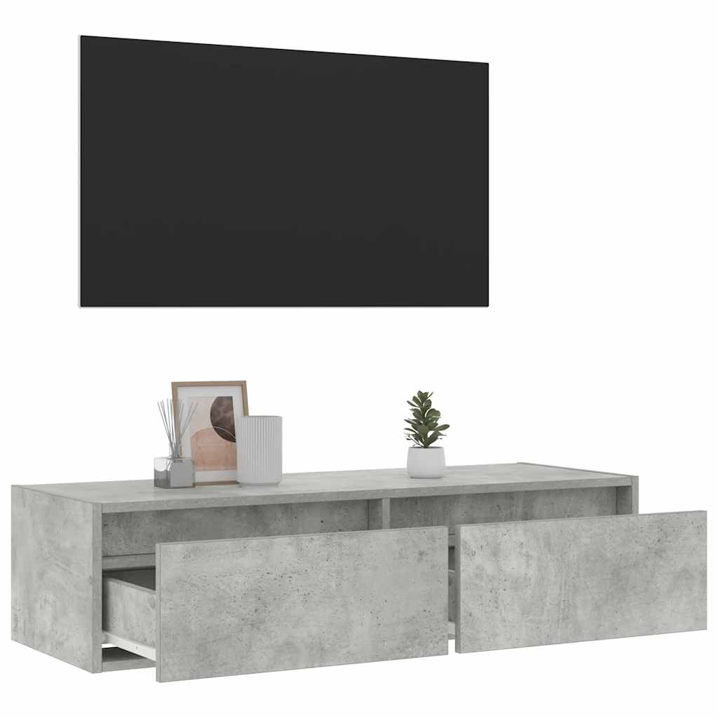 Móvel de TV com luzes LED 100X35,5x25 cm cinzento cimento