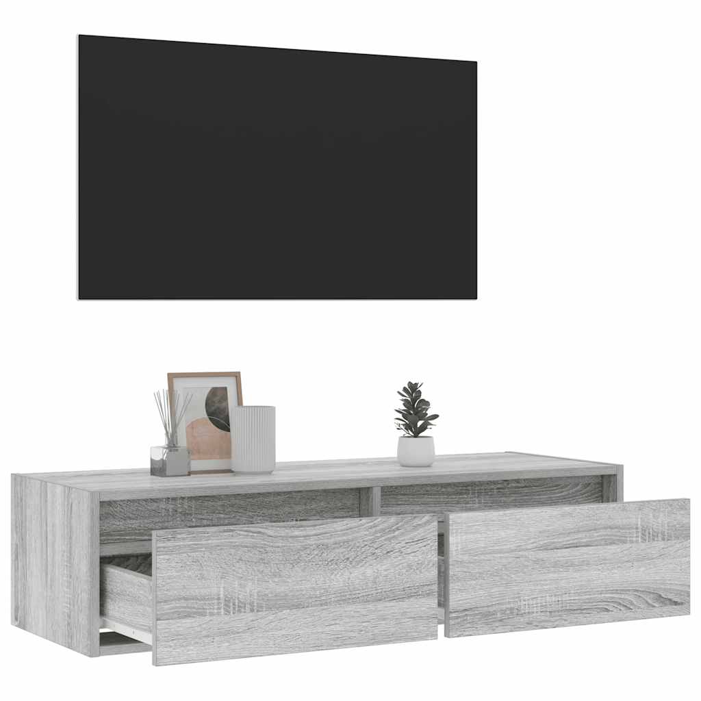 Móvel de TV com luzes LED 100X35,5x25 cm sonoma cinza