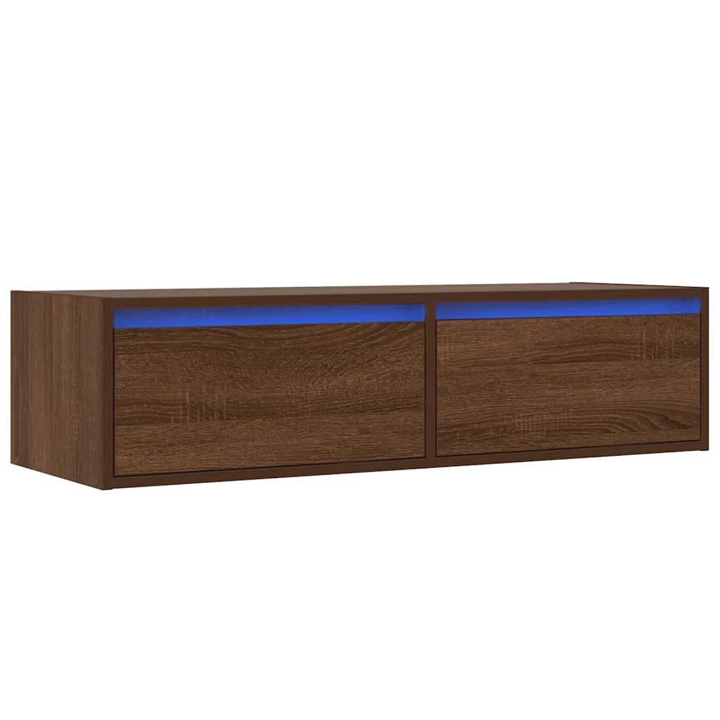 Móvel de TV com luzes LED 100X35,5x25 cm cor carvalho castanho