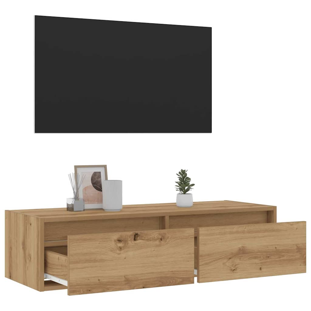 Móvel de TV com luzes LED 100X35,5x25 cm carvalho artisiano