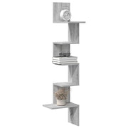 Estante de parede p/ canto derivados de madeira cinzento sonoma