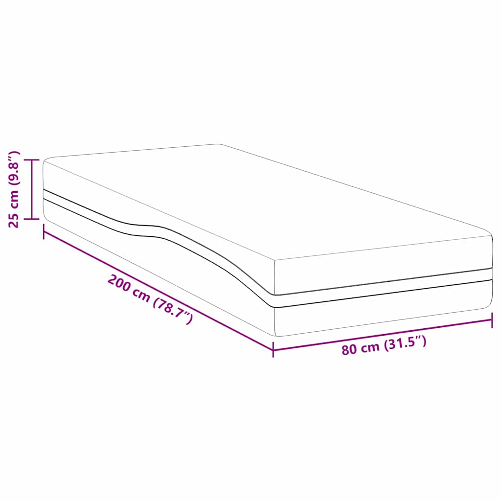 Colchão Branco e Cinza 80 x 200 cm Espuma de Memória