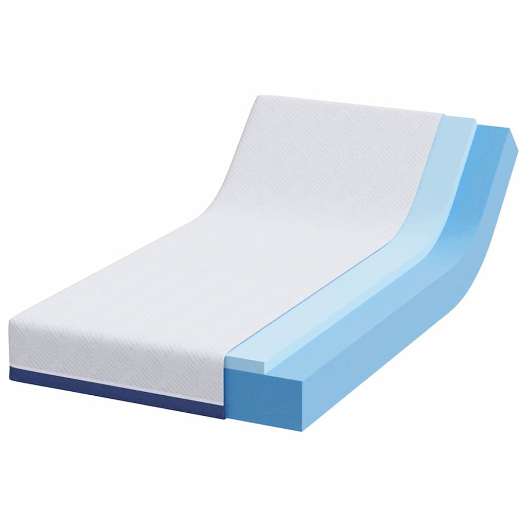 Colchão Branco e Azul 90 x 190 cm Espuma de Memória de Gel