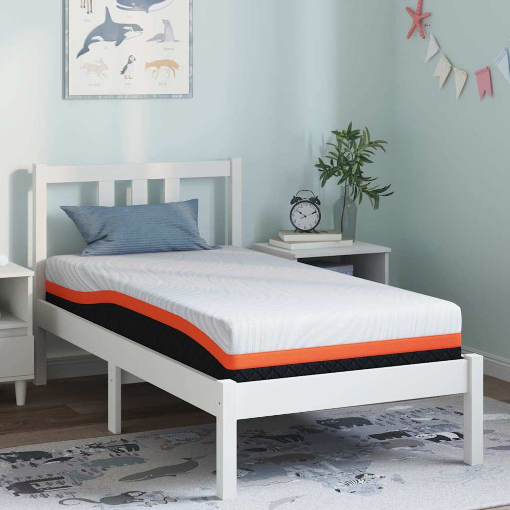 Colchão Branco e Cinza 80 x 160 cm Espuma de Memória de Gel