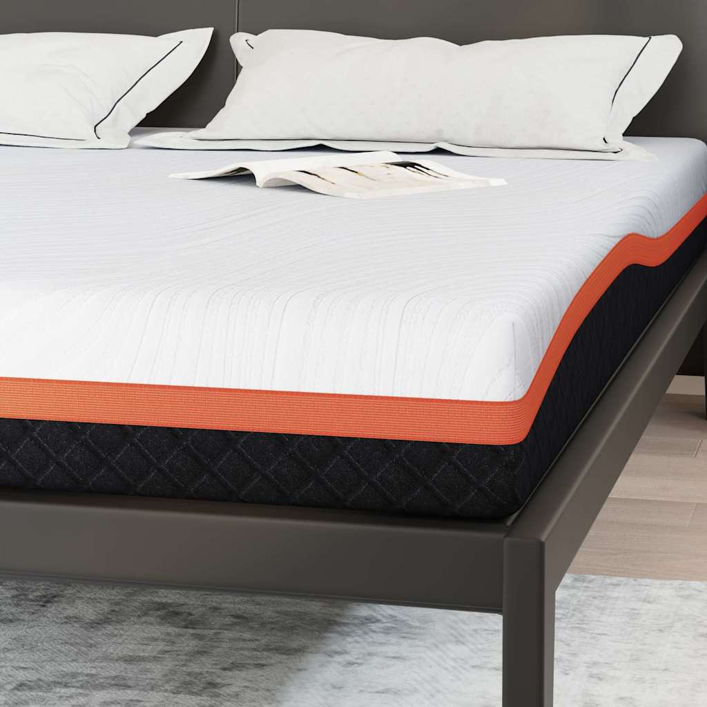 Colchão Branco e Cinza 200 x 200 cm Espuma de Memória de Gel