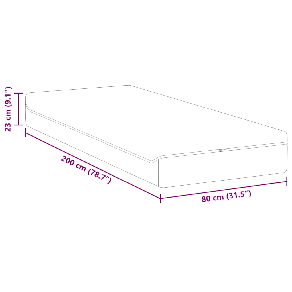 Colchão Branco e Cinza 80 x 200 cm Mola Pocket