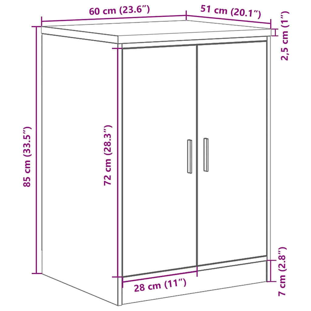 Armário de arrumação de garagem carvalho sonoma 60x51x85 cm