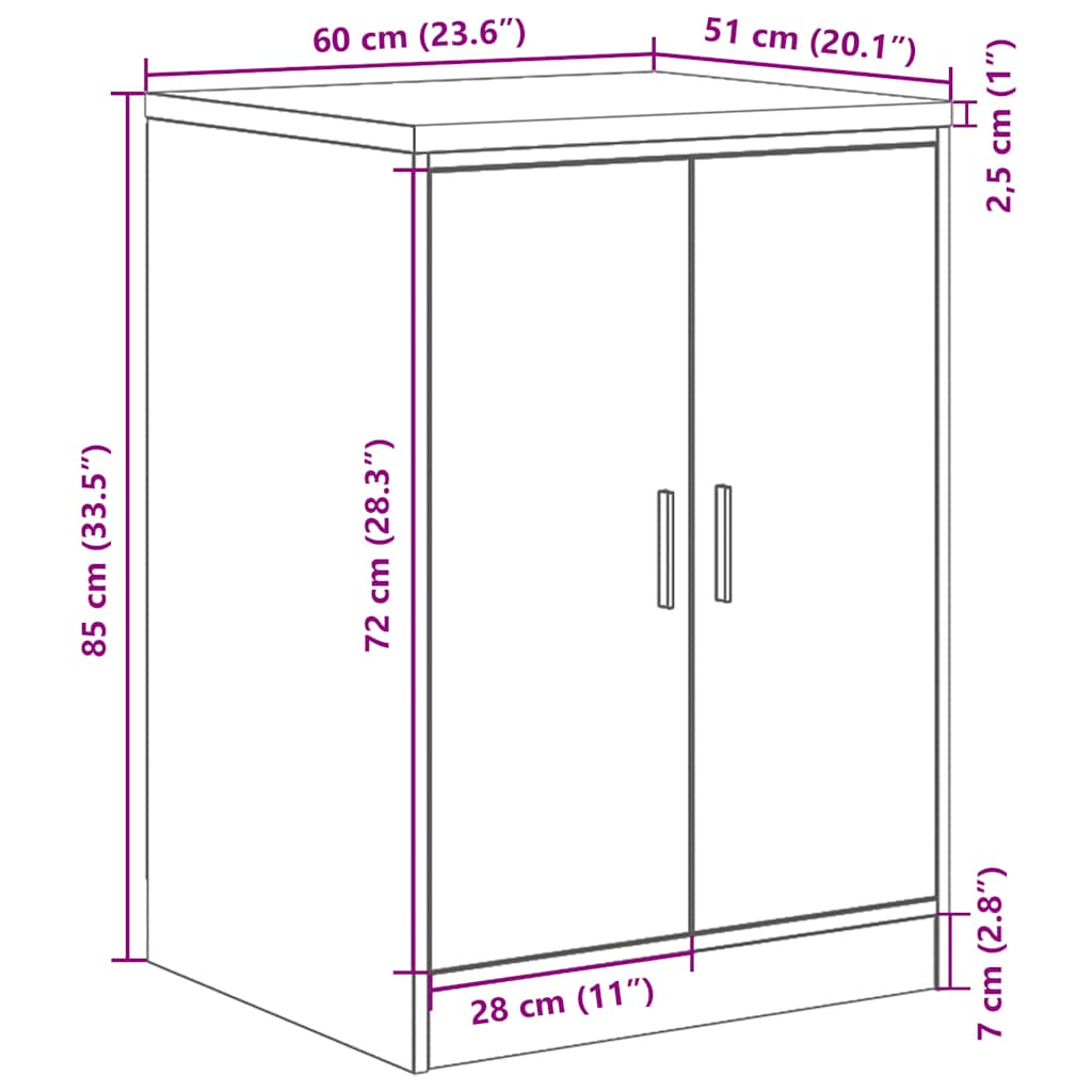 Armário de arrumação de garagem Betão Cinzento 60x51x85 cm