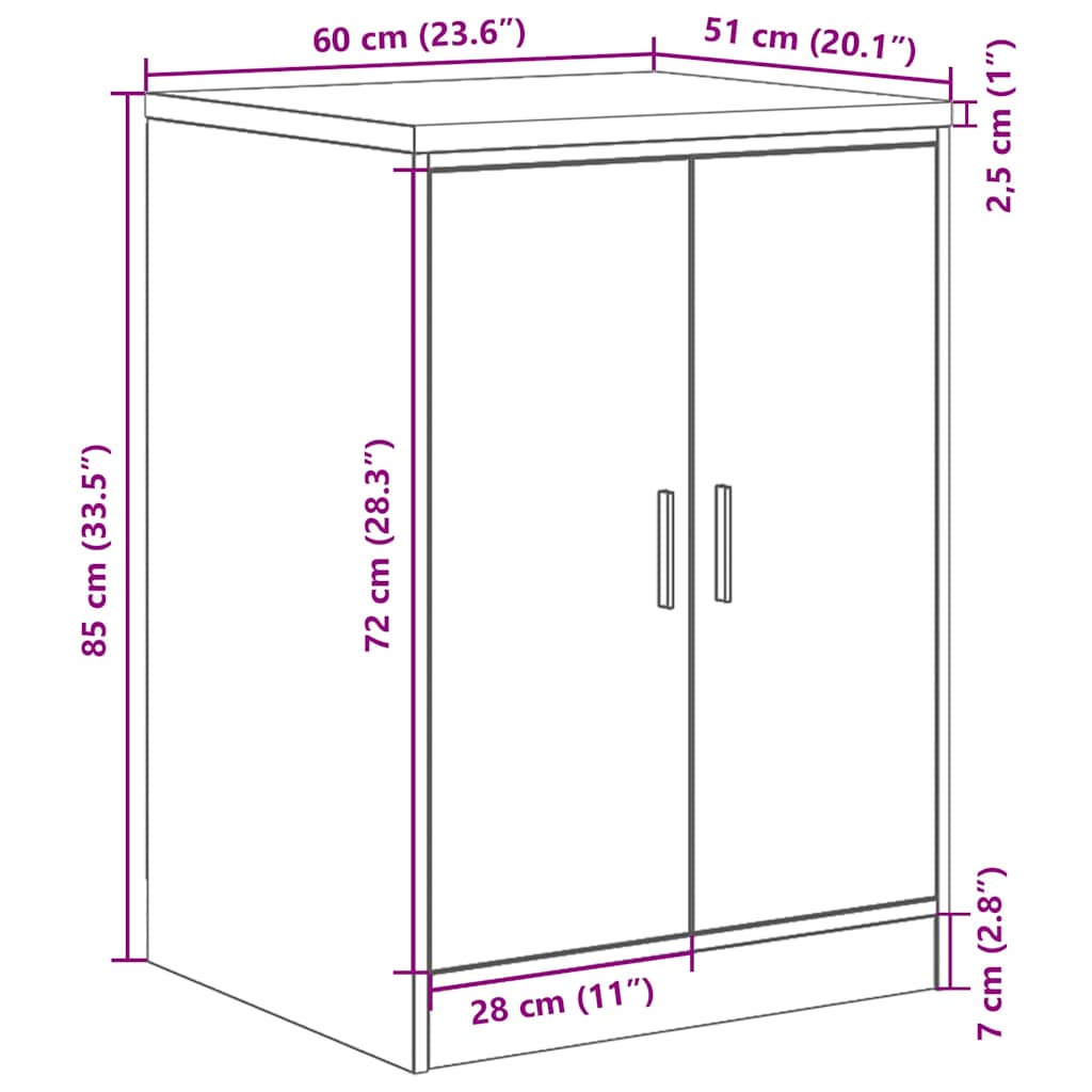 Armário de arrumação de garagem cinzento sonoma 60x51x85 cm