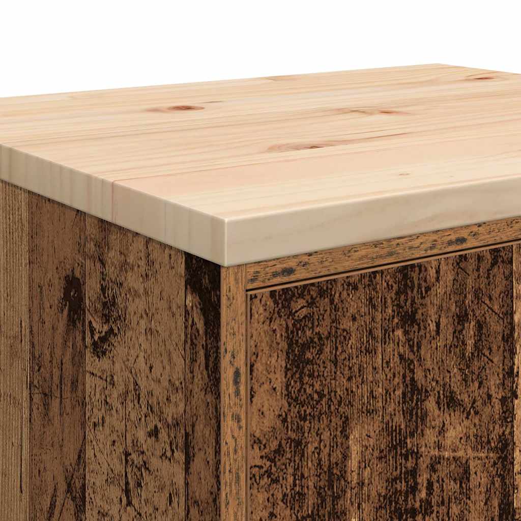 Armário de arrumação de garagem madeira velha 60x51x85 cm