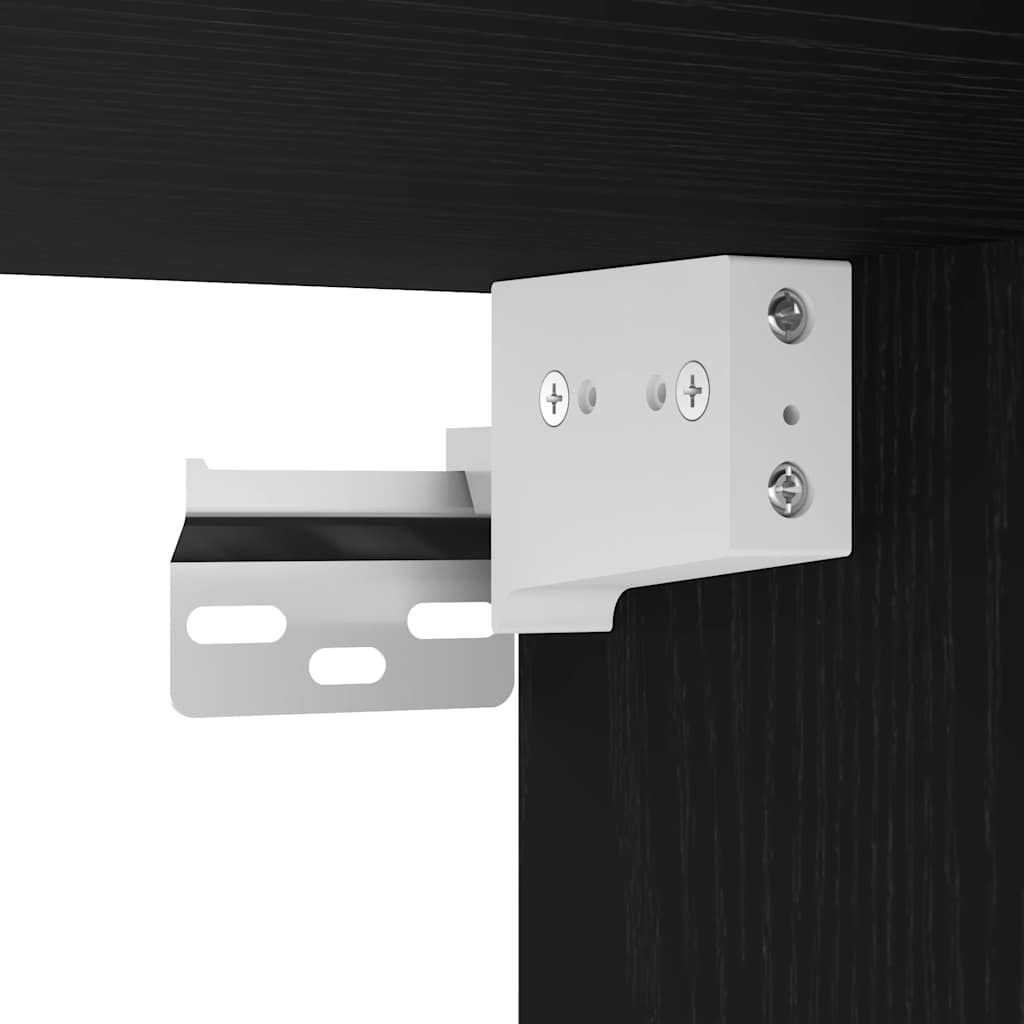 Armário de parede da garagem preto madeira engenheirada