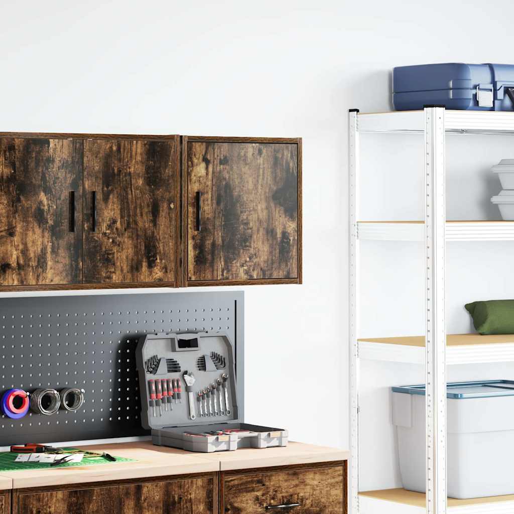 Armário de parede garagem madeira engenheirada carvalho fumado