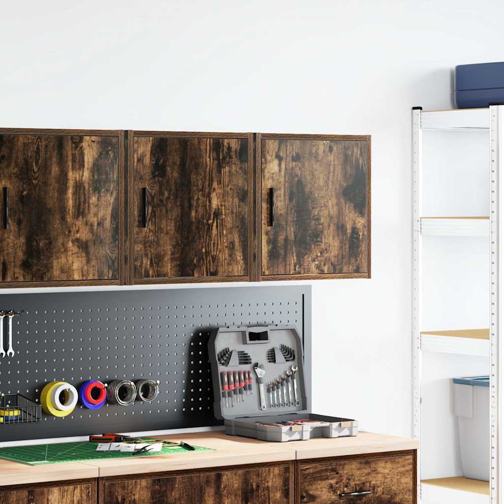 Armários de parede para garagem 2 pcs derivados de madeira