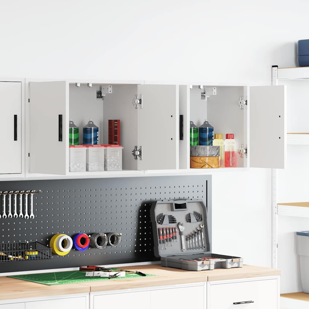 Armários de parede para garagem 2 pcs derivados de madeira