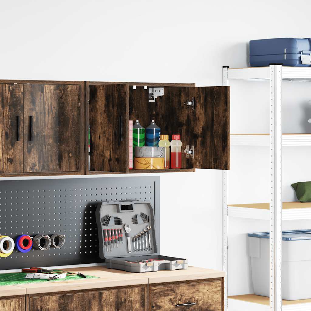 Armário de parede garagem madeira engenheirada carvalho fumado