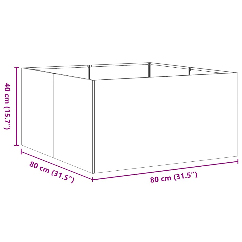 Planter 80x80x40 cm aço galvanizado