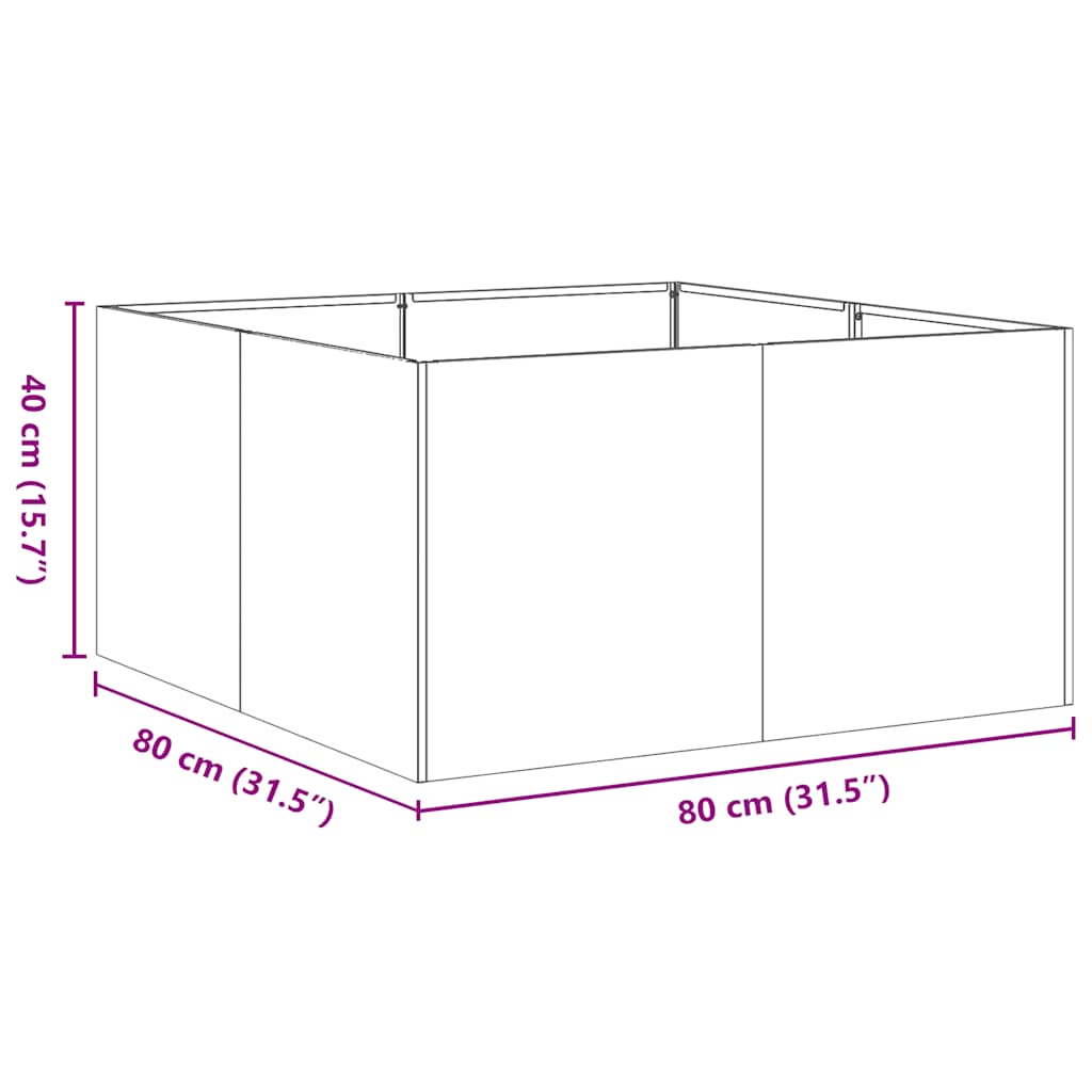 Planter 80x80x40 cm aço galvanizado