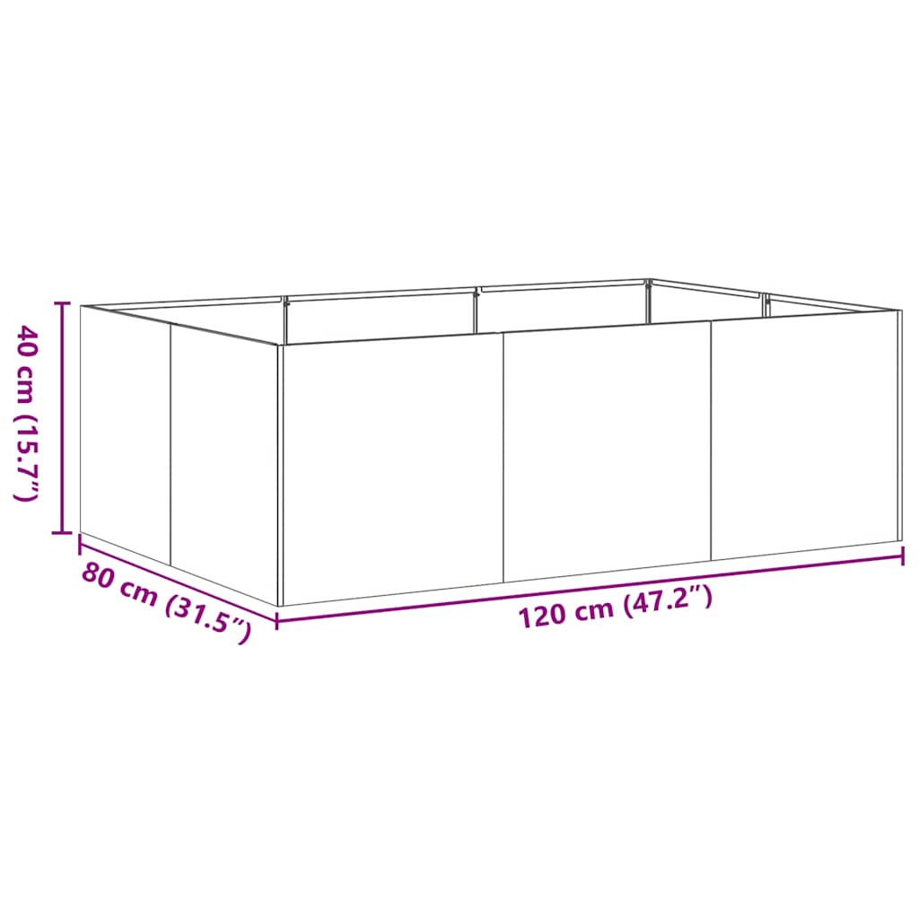 Planter 120x80x40 cm aço galvanizado