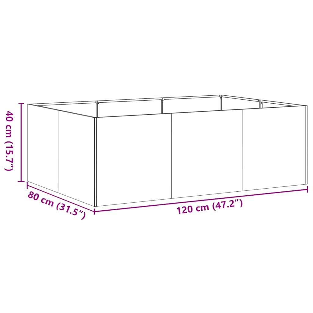 Planter 120x80x40 cm aço galvanizado