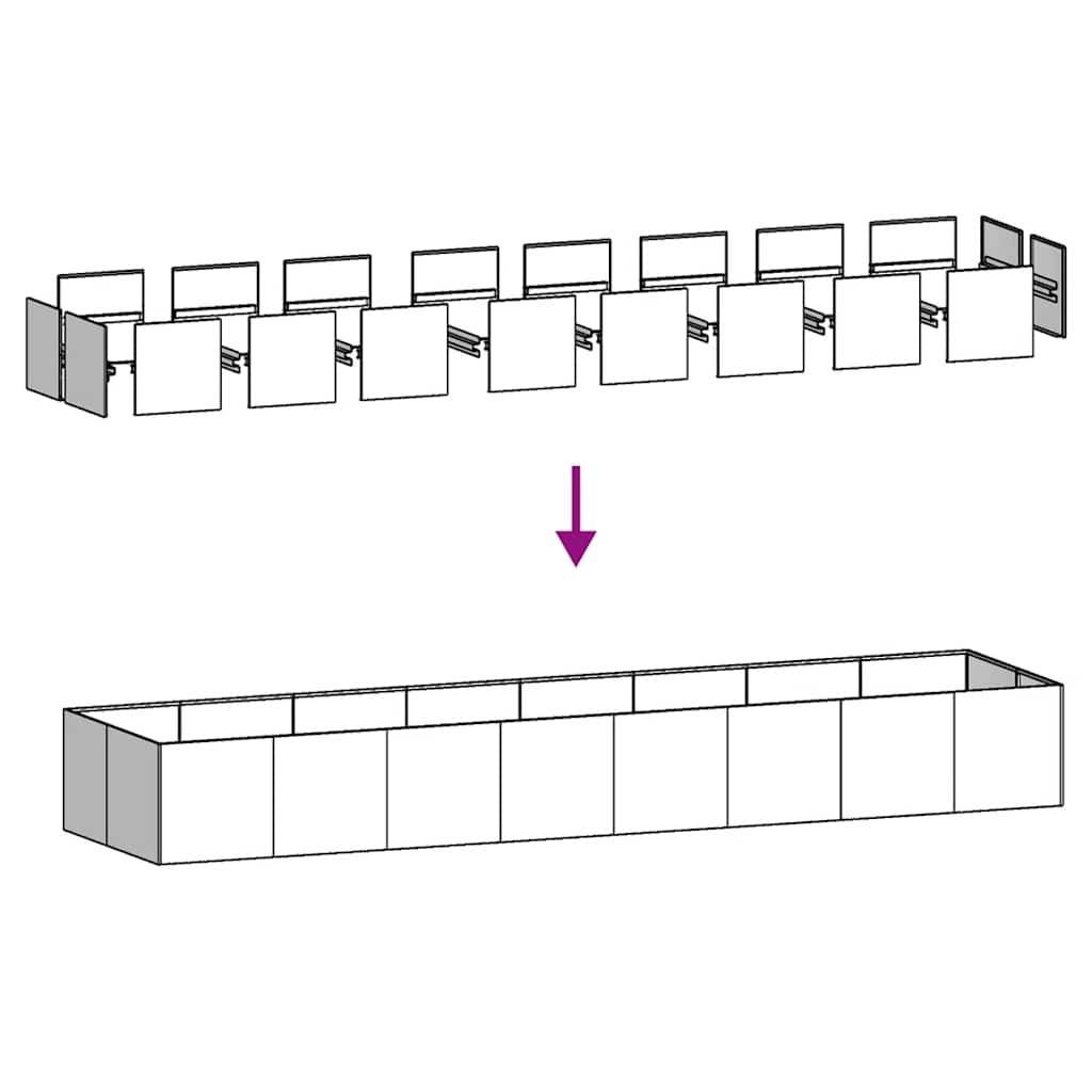 Planter 360x80x40 cm aço galvanizado