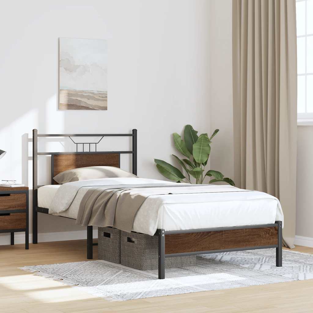 Estrutura cama s/ colchão derivados madeira carvalho castanho