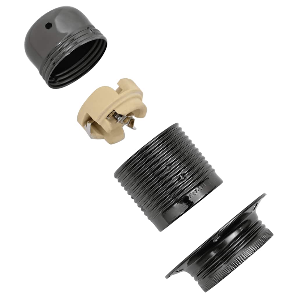 Casquilhos de lâmpadas 2 pcs Preto brilhante E27