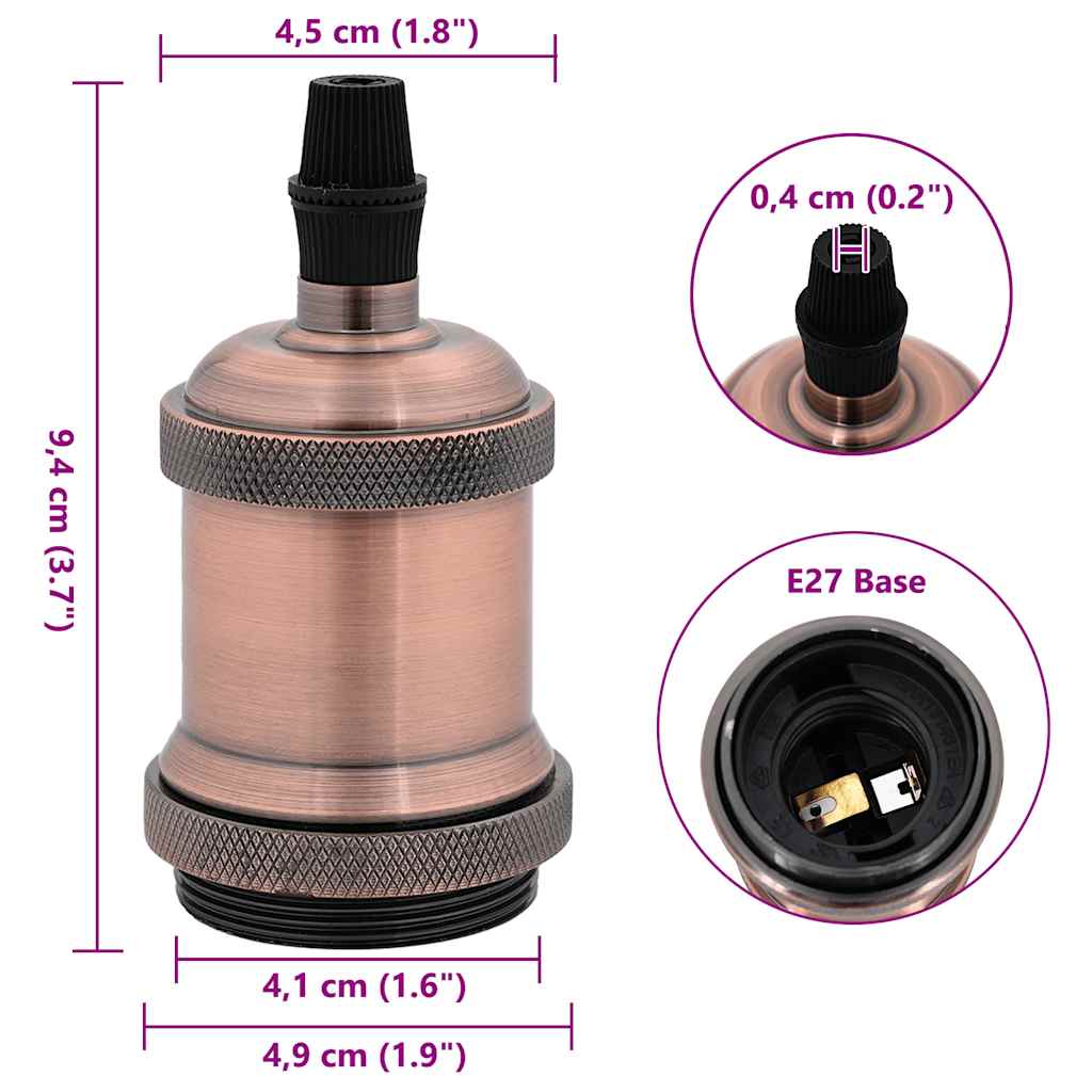 Casquilhos de lâmpadas 2 pcs Bronze vermelho E27