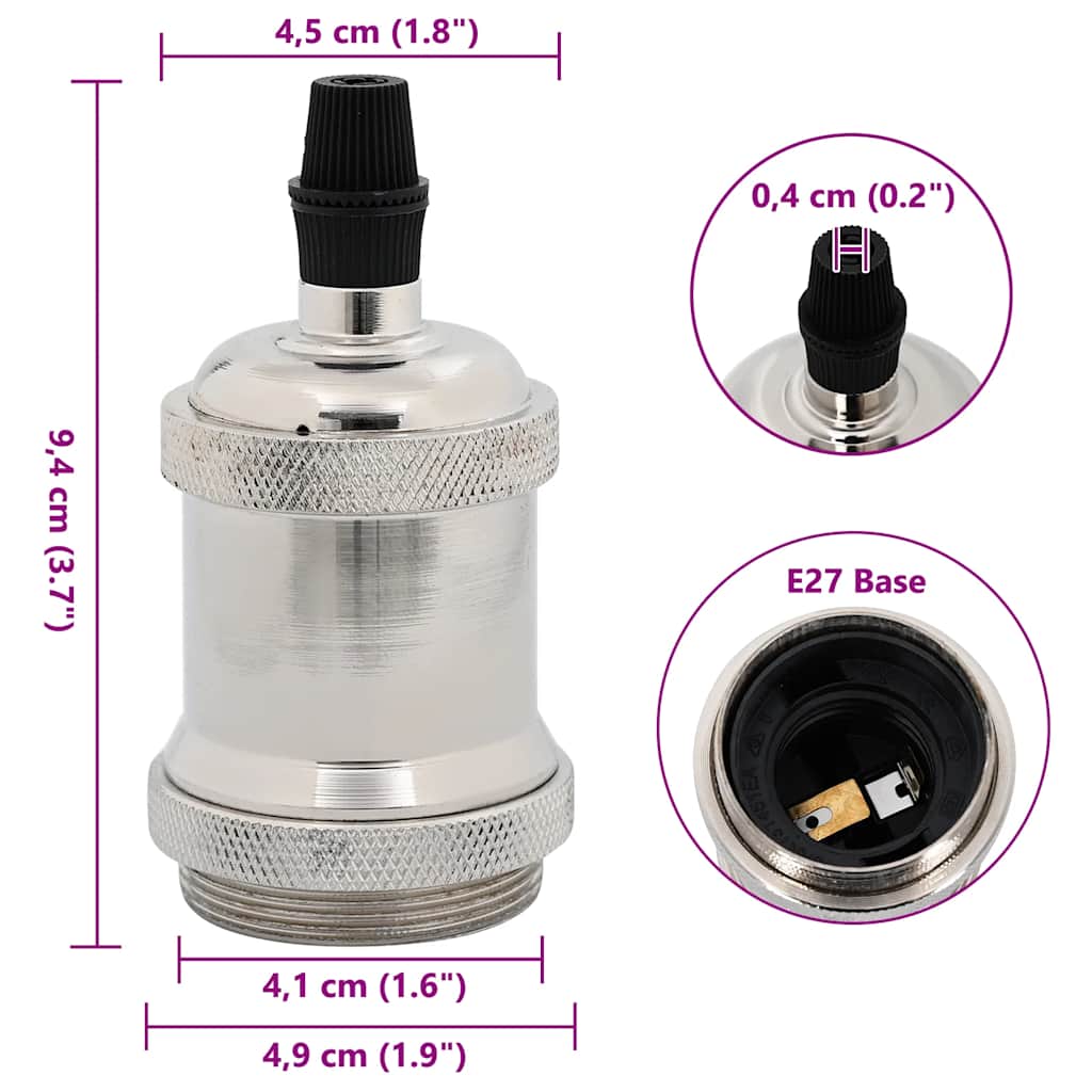 Casquilhos de lâmpadas 2 pcs Níquel acetinado E27