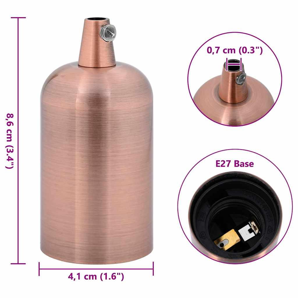 Casquilhos de lâmpadas 2 pcs Bronze vermelho E27