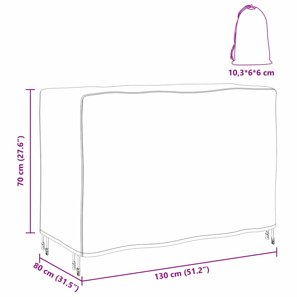 Capa para móveis de exterior Preto 130 x 80 x 70 cm 210D