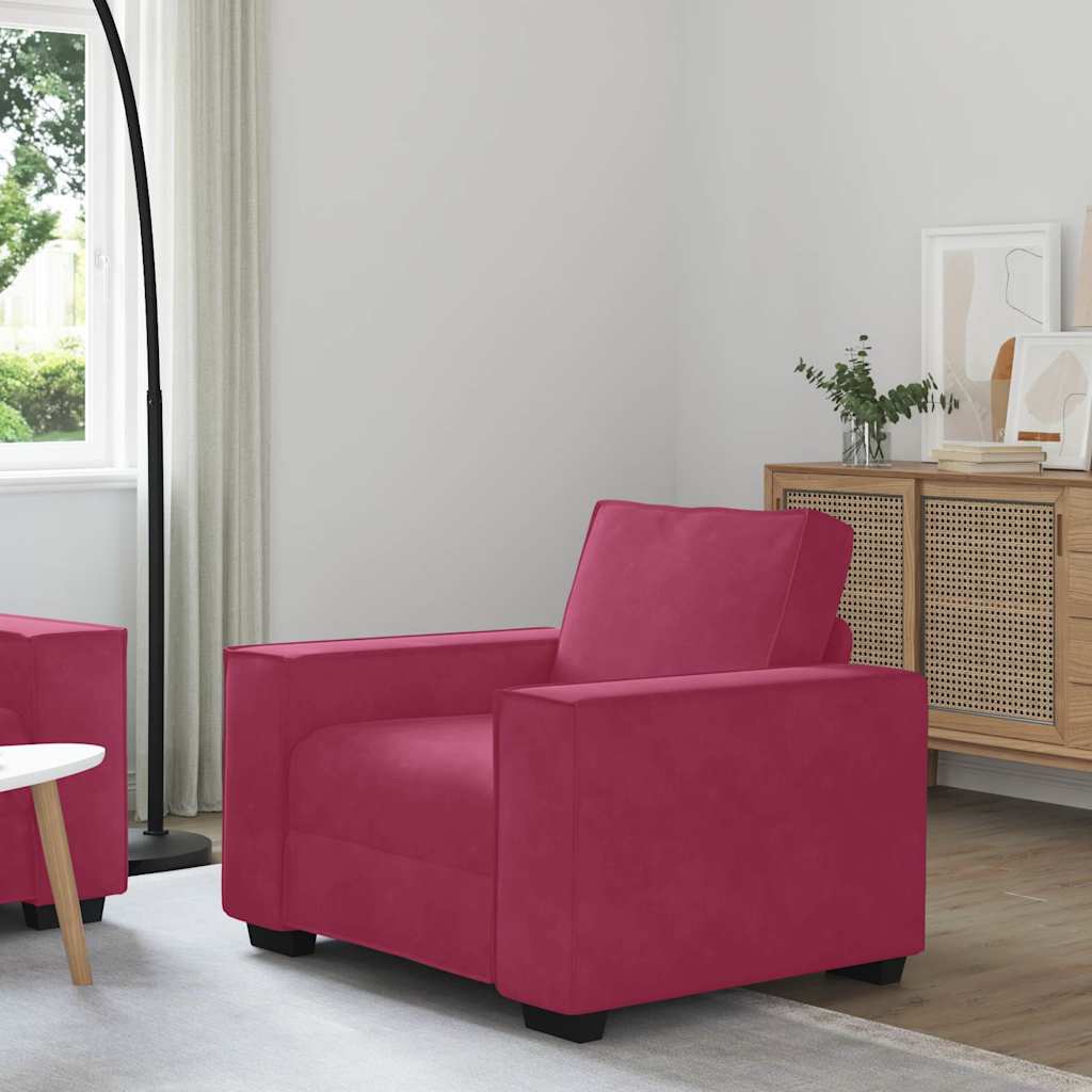 Poltrona 60 cm veludo vermelho-tinto